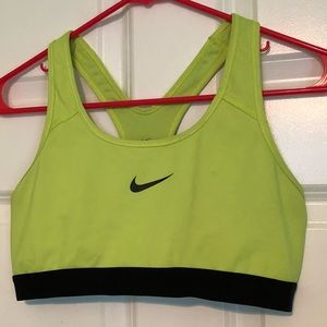 Neon yellow Nike sports bra